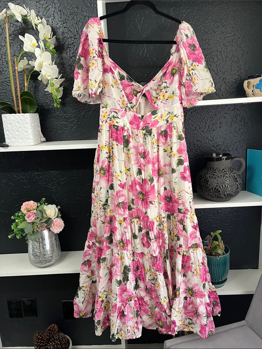 Abercrombie & Fitch Pink Floral Maxi Dress L